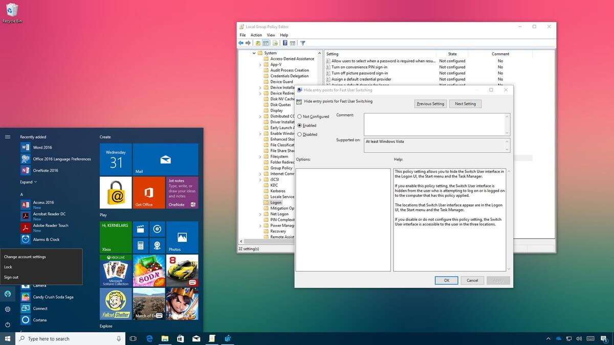 How To Enable And Disable Fast User Switching Windows