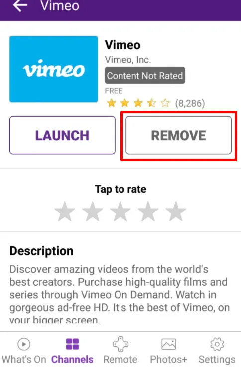 Remove Vimeo Channel