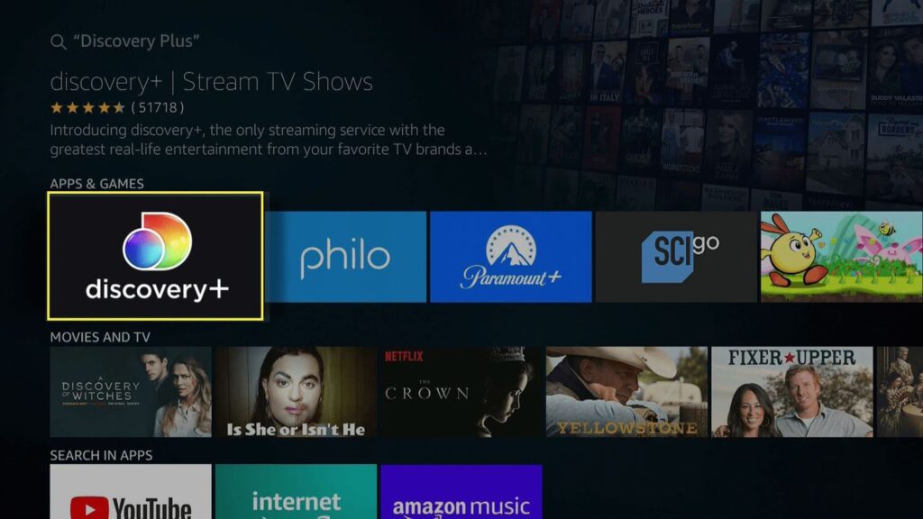 Discovery Plus on FireStick