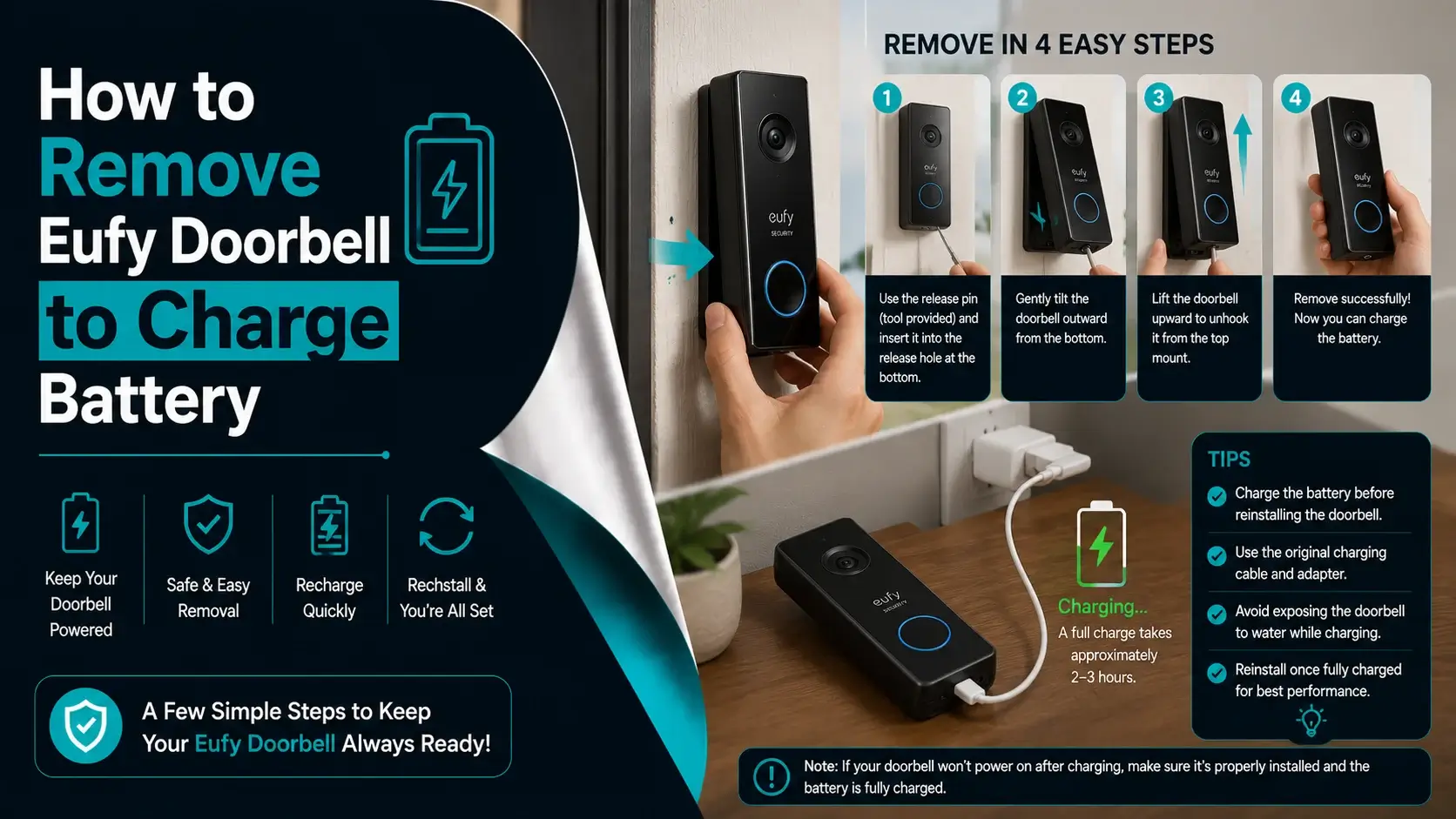 Remove Eufy Doorbell to Charge Battery